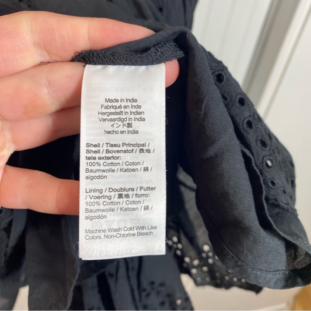 NWT Madewell Eyelet Flutter Sleeve Mini Dress In Cotton Voile Jet Black Size 00 - Picture 6 of 10